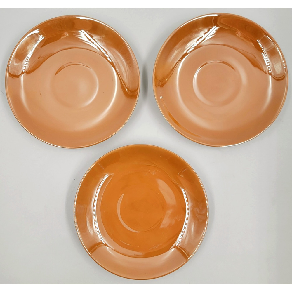 Noritake N1879 Lusterware Cup Saucers Peach Iridescent 1911 -1921 Japan Lot of 3